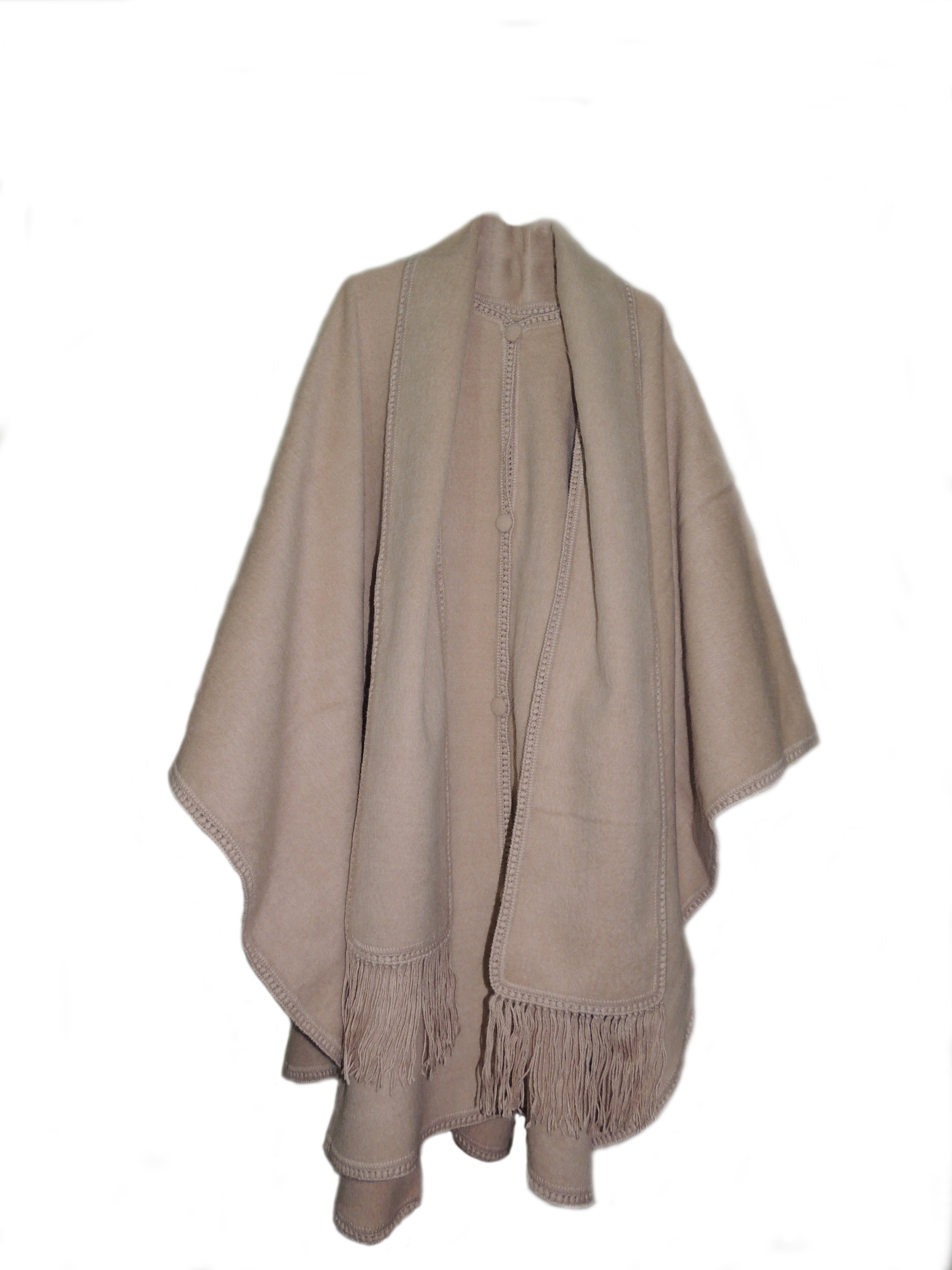 001-02-3006-XX Klassieke poncho uitgevoerd met sjaal in 100% Alpaca