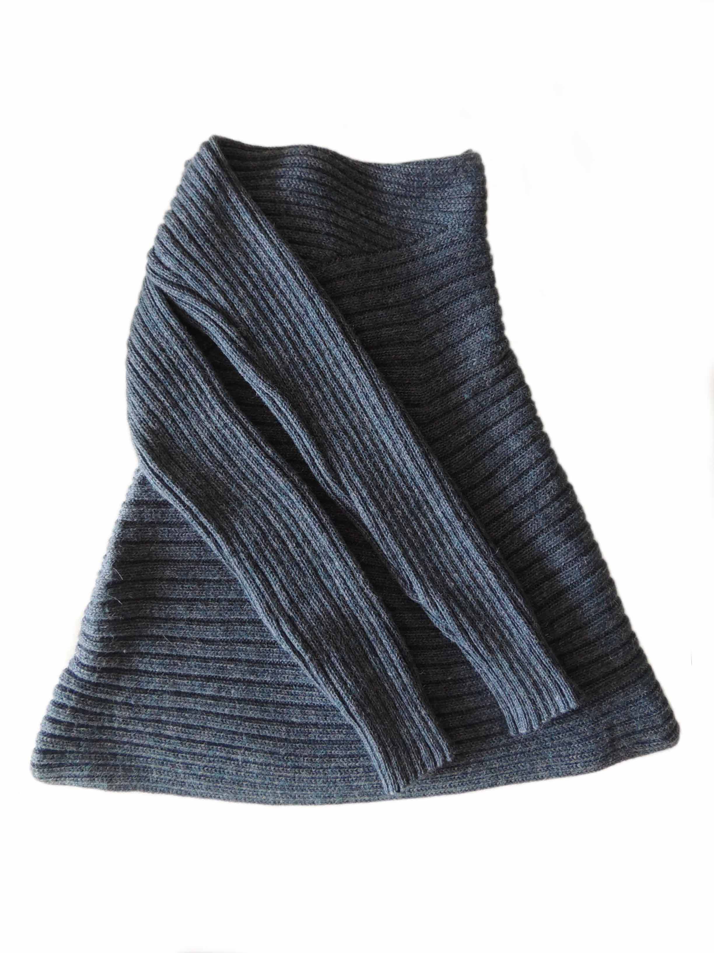 PFL Full knitted open cardigan model Keyla in a soft alpaca blend, steelblue