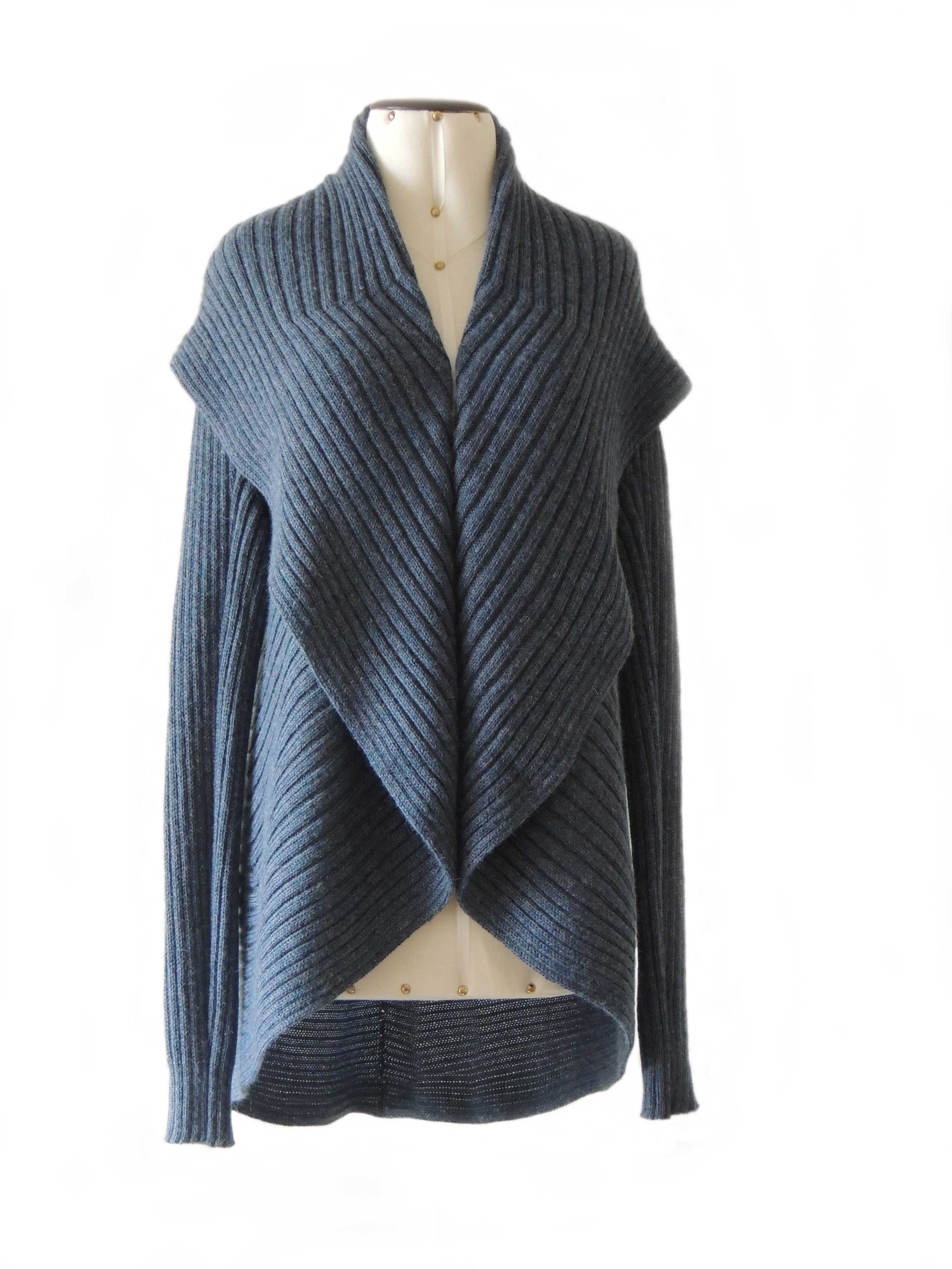 PFL Full knitted open cardigan model Keyla, in a soft alpaca blend, grey