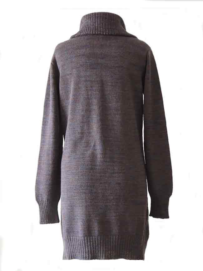 PFL knitwear, cardigan Janirta medium long, with button closure, high closing collar, 100% alpaca.