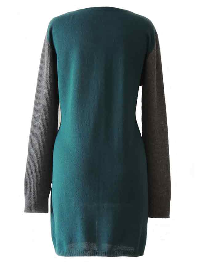 PFL knitwear cardigan jersey solid color with rib knitted contrasting sleeves. button closure in 100% alpaca.