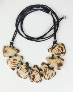 necklace, Taqua white-brown