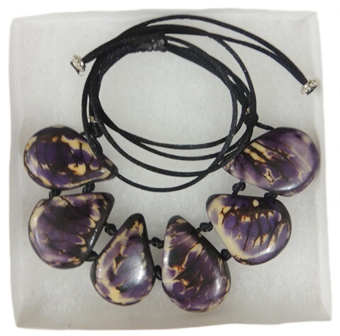 necklace, Taqua purple-white