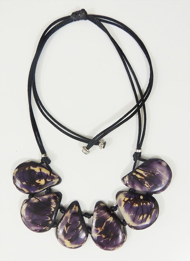 necklace, Taqua purple-white