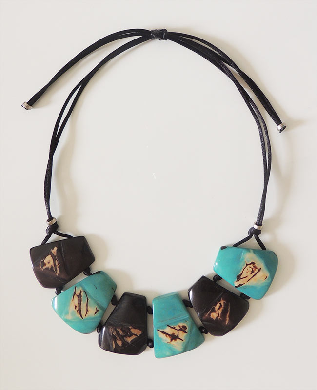 necklace Taqua dark brown-turquoise