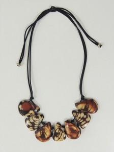 necklace, Taqua brown-white
