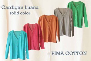 Women's fashion cardigans Luana, classic cardigan in solid colors in 100% pima cotton