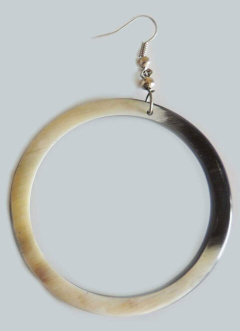 PFL, round earrings large made from polished bull horn