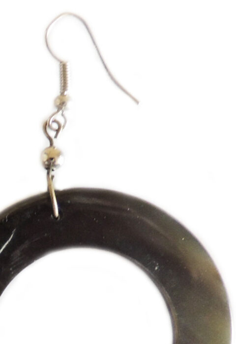 PFL round earrings made from polished bull horn
