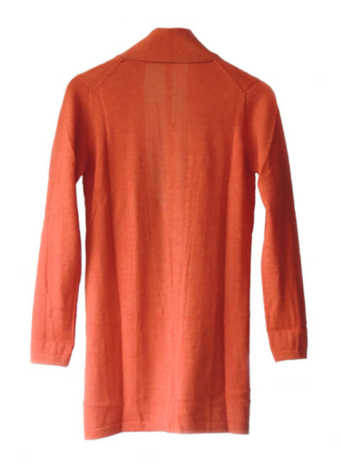 Classic fine knitted loose fit cardigan in luxurious ultra soft baby alpaca, orange