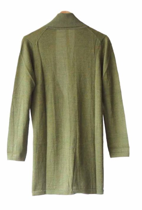 Classic fine knitted loose fit cardigan in luxurious ultra soft baby alpaca, green