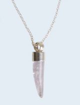 PFL Premium, handmade necklace of silver 950 pendant in tooth shaped amethyst stone in combination with silver 950.