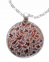 PFL Premium necklace of silver 950 pendant with hand-engraved designs in dried gourd (mate)