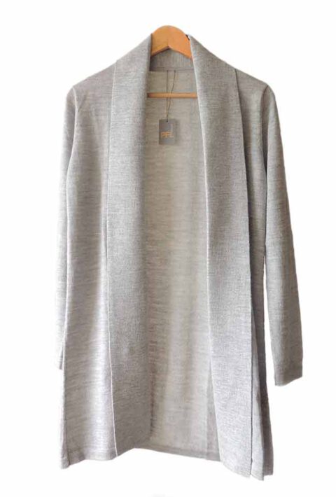 Classic fine knitted loose fit cardigan in luxurious ultra soft baby alpaca, grey