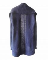Full knitted open cardigan model Rocio steelblue in a soft alpaca blend.