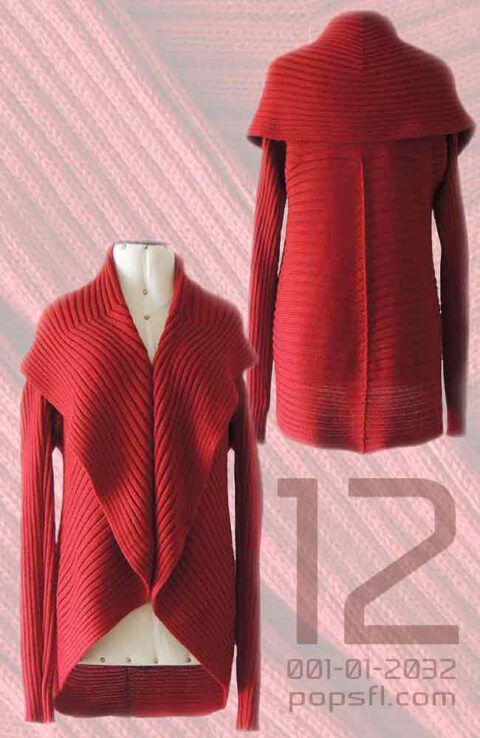 PFL, lFull knitted open cardigan model Keyla in a soft alpaca blend, red