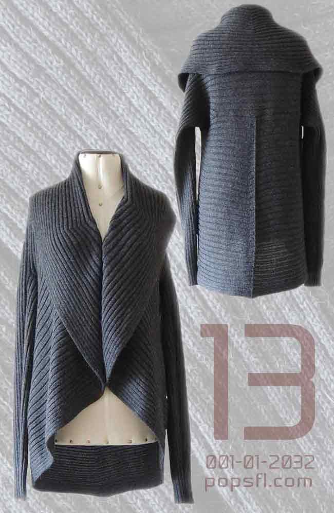 PFL Full knitted open cardigan model Keyla, in a soft alpaca blend, grey