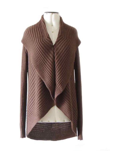 PFL Full knitted open cardigan model Keyla in a soft alpaca blend, brown