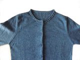Classic cardigan with button closure, in soft luxurious baby alpaca, color blue.