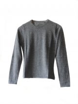 Classic sweaters in solid grey, conducted in luxury super soft baby alpaca, with round neck.