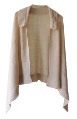 Ruana poncho with lapel collar, open fit.