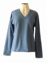 Classic knitted sweater blue with a V neckline in baby alpaca.