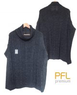 PFL knitted cape dark grey with lapel collar and a classic cable structure