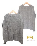 PFL knitted cape gray-marble with round neck and a classic cable structure