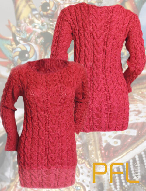 PFL Knits Handmade pullover with crew neckline and cable pattern