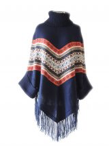 PFL Poncho with turtle neck ,sleeves and fringes