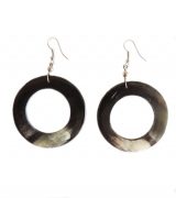 PFL round earrings made from polished bull horn