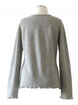fine knitted grey ruffled cardigan along the hem with in baby alpaca