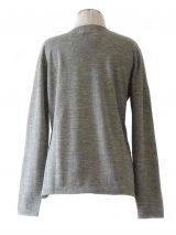 fine knitted grey classic sweater with crewneck in baby alpaca