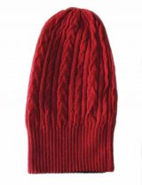 beanie reversible two colors red -beige with cable motif