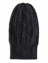 beanie reversible two colors black -grey with cable motif