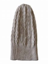beanie reversible two colors beige - taupe with cable motif