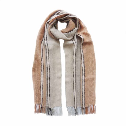 PopsFL Peru wholesale producer Handwoven scarf, baby alpaca stripes with fringes. unisex