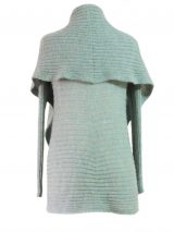 PFL knitwear open cardigan Keyla, color sea green-gray in 100% alpaca.