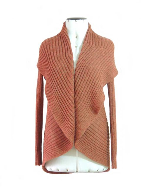 PFL knitwear open cardigan Keyla, color copper in 100% alpaca.