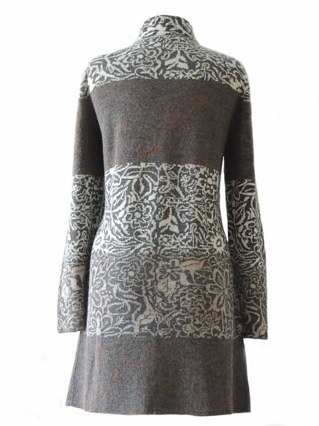 PFL knitwear, cardigan / coat grey-multi, four color design with flower pattern