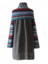 PFL Knitwear, cardigan solid color with multicolor waterfal collar in 100% baby alpaca.