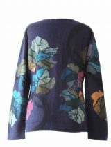 PFL knitwear, cardigan blue with flower pattern
