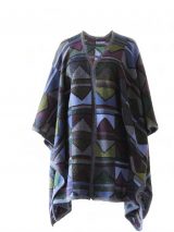 Ruana cape with graphic pattern multi color