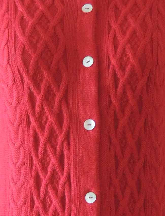 001-01-2147-03 PFL knitwear, cardigan Angee, with cable pattern, red.