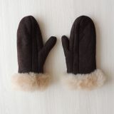 POPSFL wholesale Mittens handmade of 100% natural Sheepskin and fur with luxary 100% soft baby alpaca cuffs