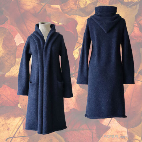 PFL KNITWEAR Capote coat felted color jeans blue hooded or non hooded T-M66