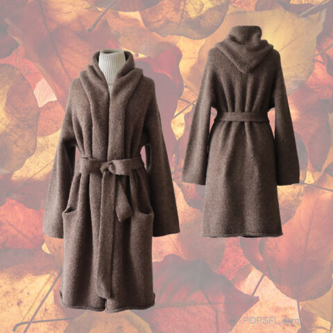 PFL- KNITWEAR Capote coat felted color taupe hooded or non hooded T-211