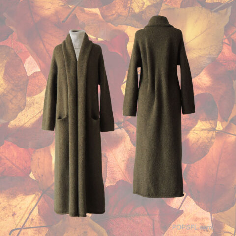 PFL KNITWEAR Capote coat felted color military green hooded or non hooded T-3985