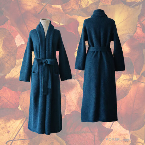 PFL KNITWEAR Capote coat felted color Blue hooded or non hooded T-M701
