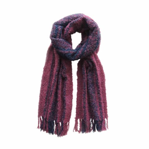 PopsFL knitwear Peru wholesale manufactor handwoven scarf alpaca boucle striped two colors.